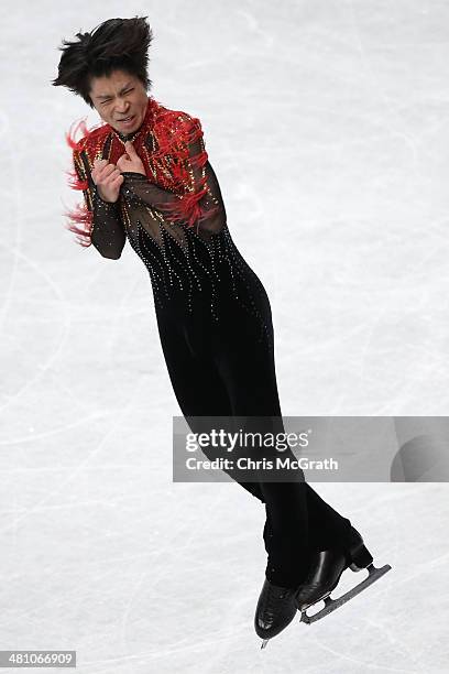 Tatsuki Machida of Japan competes in the Men's Free Skating during ISU World Figure Skating Championships at Saitama Super Arena on March 28, 2014 in...