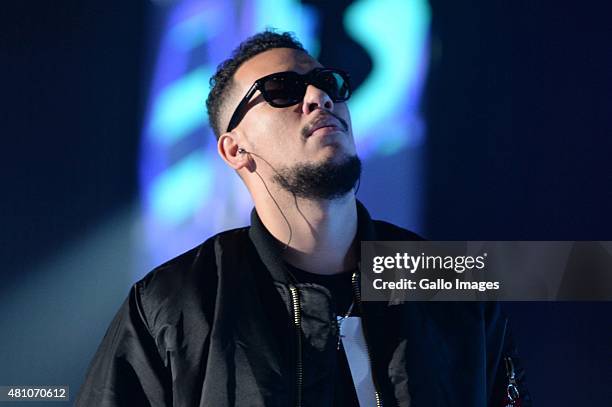 During rehearsals ahead of the MTV Africa Music Awards on July 18, 2015 at the Durban International Convention Centre in Durban, South Africa. This...