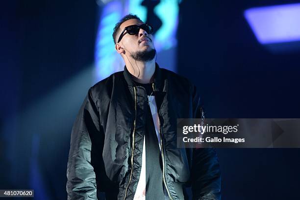 During rehearsals ahead of the MTV Africa Music Awards on July 18, 2015 at the Durban International Convention Centre in Durban, South Africa. This...