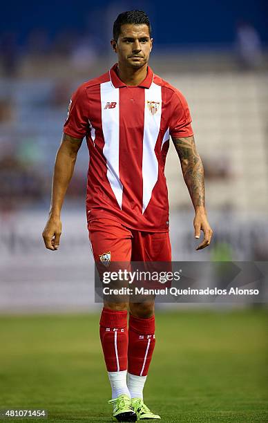 Vitolo of Sevilla looks on during the friendly match between Lorca and Sevilla at Artes Carrasco stadium on July 16, 2015 in Lorca, Spain.