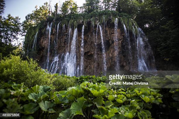 Galovacki buk waterfall is seen at Plitvice Lakes National Park on July 6, 2015 near Plitvicka Jezera, Croatia. Plitvice Lakes National Park is...