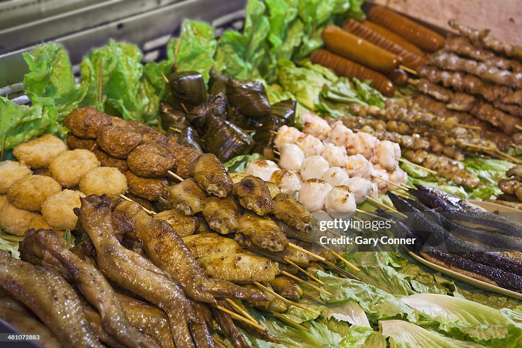Grilled foods at street food cart