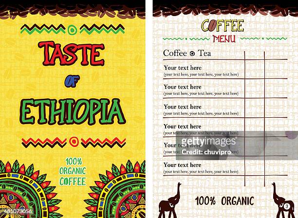 stockillustraties, clipart, cartoons en iconen met menu for restaurant, cafe, bar, coffeehouse - taste of ethiopia - ethiopia