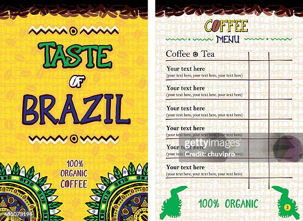 menu for restaurant, cafe, bar, coffeehouse - taste of brazil - latin background stock illustrations