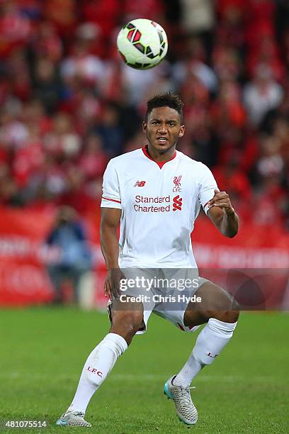 Joe Gomez Liverpool FC in action during the international friendly match between Brisbane Roar and Liverpool FC at Suncorp Stadium on July 17, 2015...