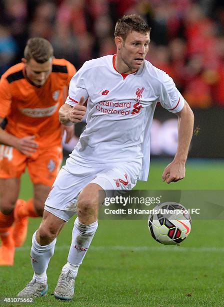 James Milner of Liverpool in action during the international friendly match between Brisbane Roar and Liverpool FC at Suncorp Stadium on July 17,...