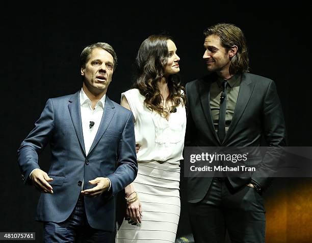 Director Steven Quale, and actors Sarah Wayne Callies and Richard Armitage onstage during Warner Bros. Pictures' The Big Picture, an Exclusive...