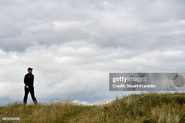 Danny Willett of England walks along the 14th hole during the second round of the 144th Open Championship at The Old Course on July 17, 2015 in St...