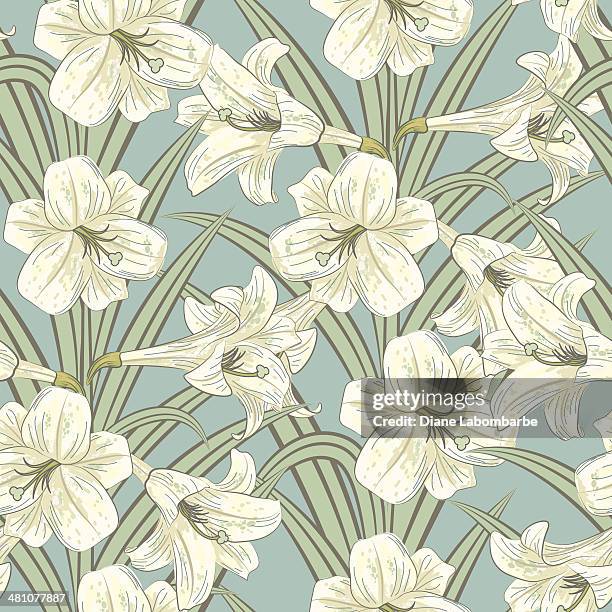 blue lilly seamless pattern - lily stock illustrations