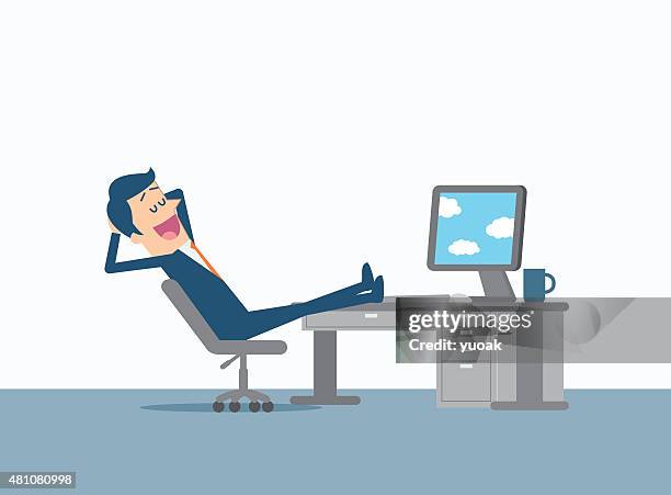 stockillustraties, clipart, cartoons en iconen met relaxing businessman - televisie kijken