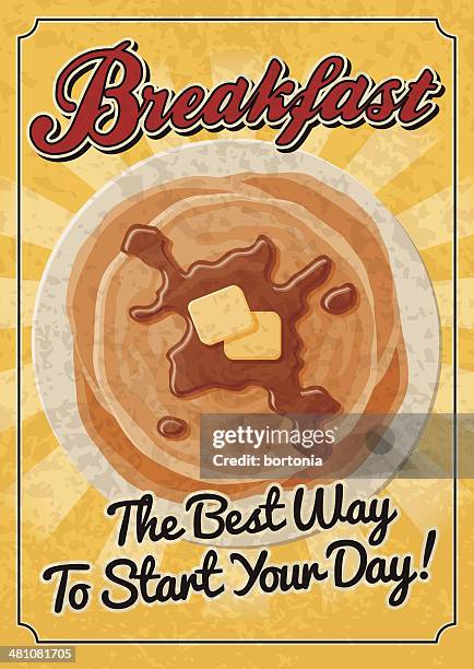 stockillustraties, clipart, cartoons en iconen met vintage breakfast poster - ontbijt