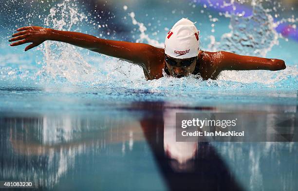 Katarina Roxon of Canada competes in the heats of the Women's 100m Butterfly S9 during Day Five of The IPC Swimming World Championships at Tollcross...