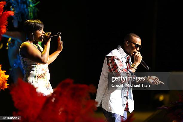 Ester Dean and B.O.B. Perform during the 20th Century Fox's Special Presentation at Cinemacon 2014 - Day 4 held at The Colosseum at Caesars Palace on...