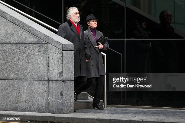 Dave Lee Travis and his wife Marianne Griffin arrive at Southwark Crown Court on March 28, 2014 in London, England. Dave Lee Travis, whose real name...