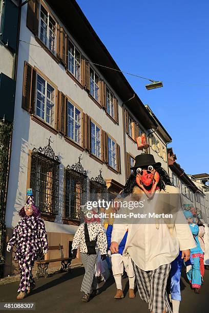 carnival of basel, basel, switzerland - basel celebrates carnival with basler fasnacht stock pictures, royalty-free photos & images