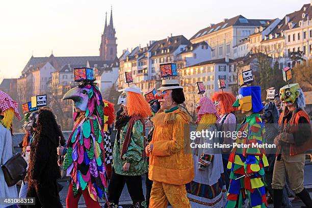 carnival of basel, basel, switzerland - basel celebrates carnival with basler fasnacht stock pictures, royalty-free photos & images