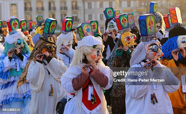 carnival of basel, basel, switzerland - basel celebrates carnival with basler fasnacht stock pictures, royalty-free photos & images