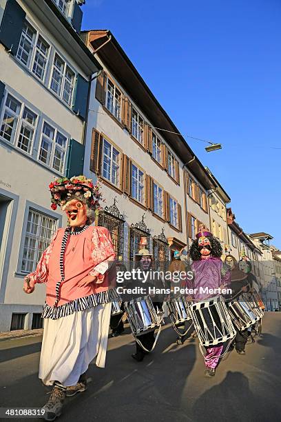 carnival of basel, basel, switzerland - basel celebrates carnival with basler fasnacht stock pictures, royalty-free photos & images