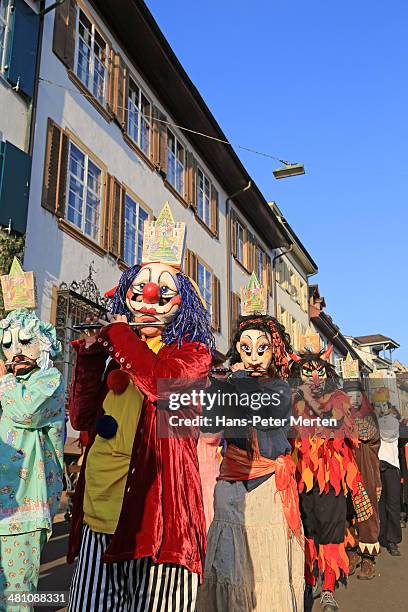 carnival of basel, basel, switzerland - basel celebrates carnival with basler fasnacht stock pictures, royalty-free photos & images