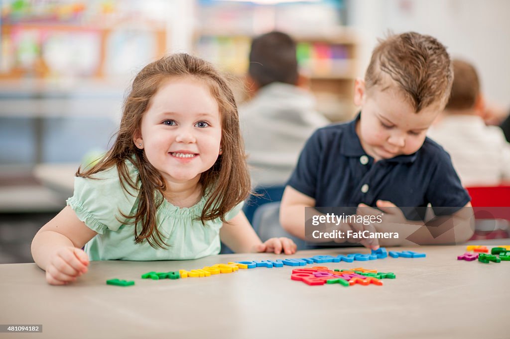 Daycare Children Learing to Spell