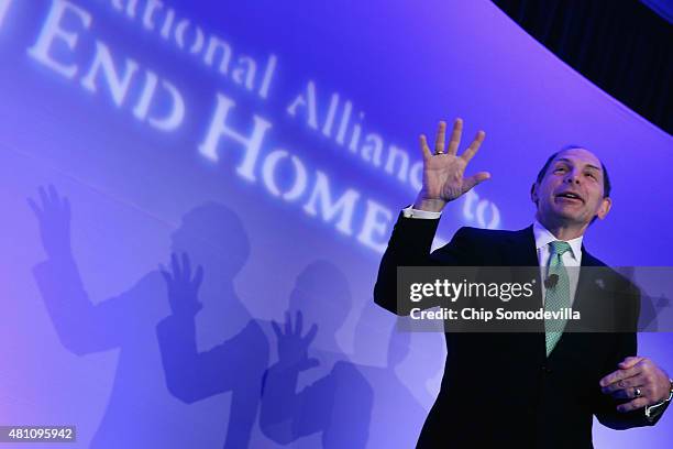 Veterans Affairs Secretary Robert A. McDonald delivers keynote remarks during the National Alliance to End Homlessness' national conference at the...