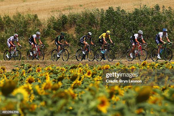 Chris Froome of Great Britain and Team Sky rides during stage thirteen of the 2015 Tour de France, a 198.5 km stage between Muret and Rodez, on July...