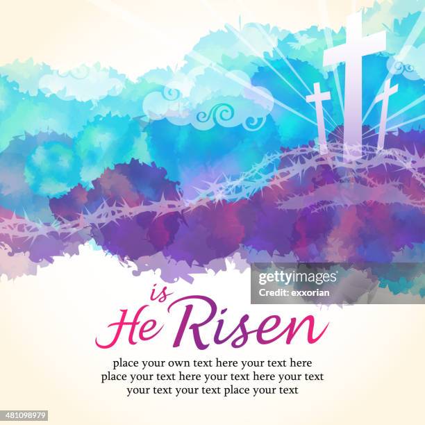 ilustraciones, imágenes clip art, dibujos animados e iconos de stock de ha aumentado - he is risen