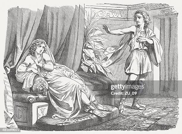 ilustrações, clipart, desenhos animados e ícones de joseph e potiphar's wife - ehefrau