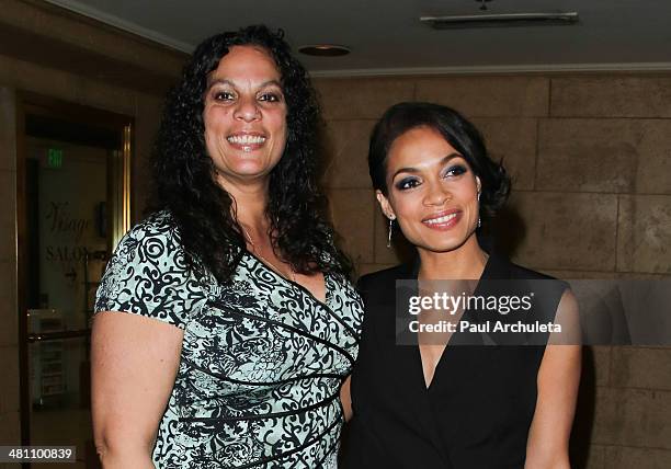 Actress Rosario Dawson and her Mother Isabel Celeste attend the Cesar Chavez Foundation's 2014 Legacy Awards dinner at Millennium Biltmore Hotel on...