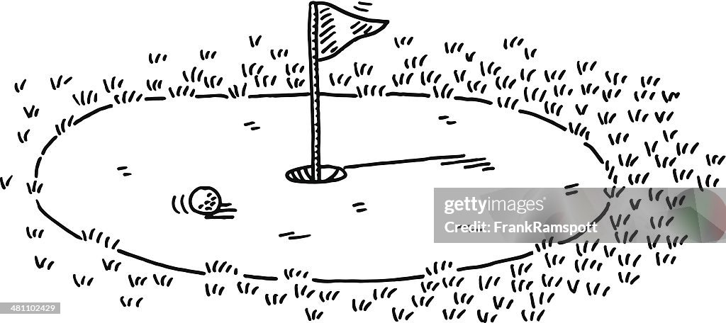 ゴルフの国旗パッティングの描出
