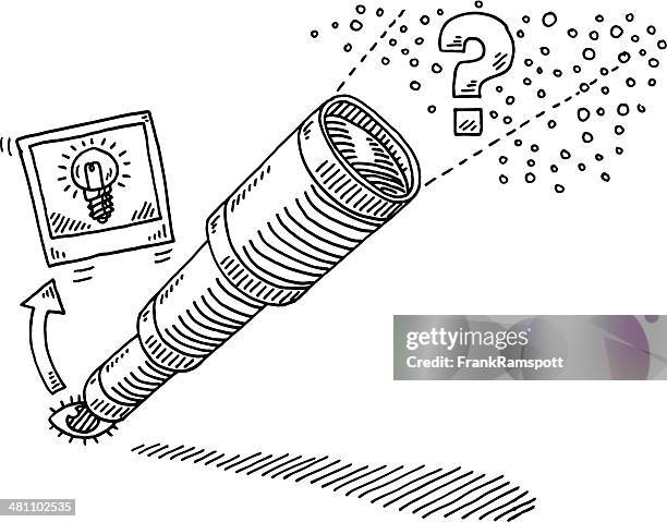 eye looking telescope concept drawing - big picture stock illustrations