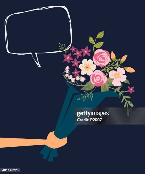 ilustrações de stock, clip art, desenhos animados e ícones de entregar um ramo de flores - ramo-de-flores