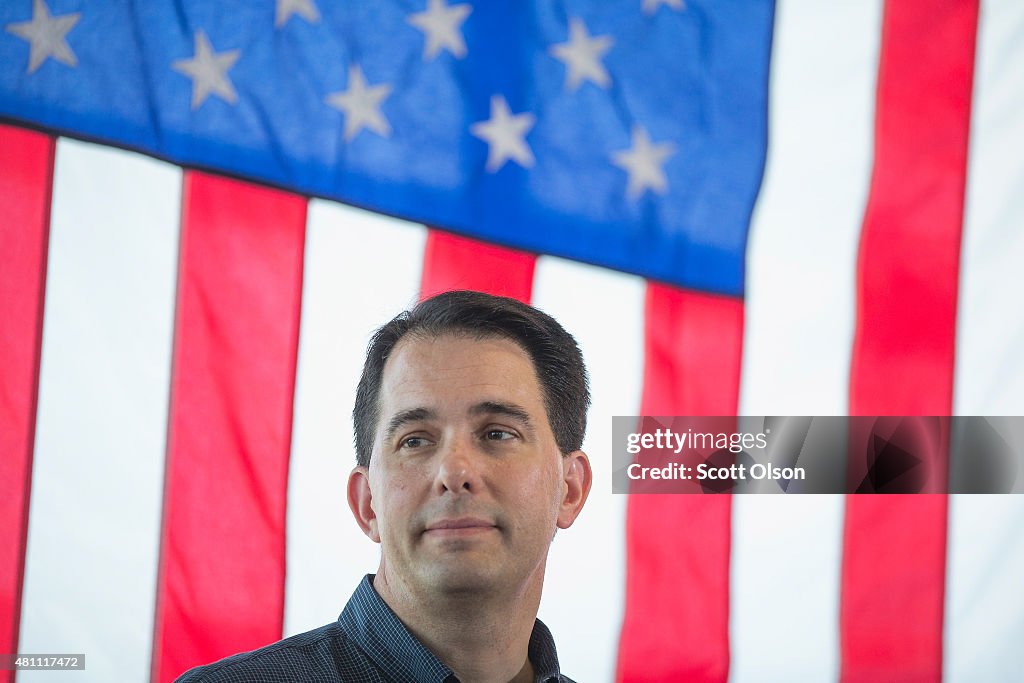 Republican Presidential Candidate Scott Walker Campaigns In Davenport, Iowa