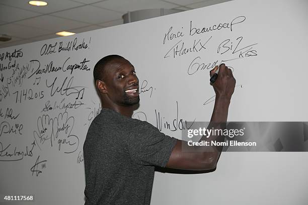 French actor Omar Sy talks about his film "Samba" at AOL BUILD Speaker Series at AOL Studios In New York on July 17, 2015 in New York City.