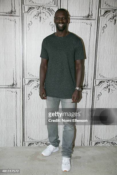 French actor Omar Sy talks about his film "Samba" at AOL BUILD Speaker Series at AOL Studios In New York on July 17, 2015 in New York City.