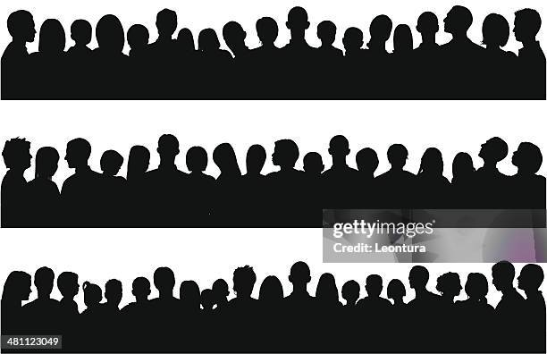 people (69 complete, moveable silhouettes- clipping path hides the legs) - audience in silhouette stock illustrations