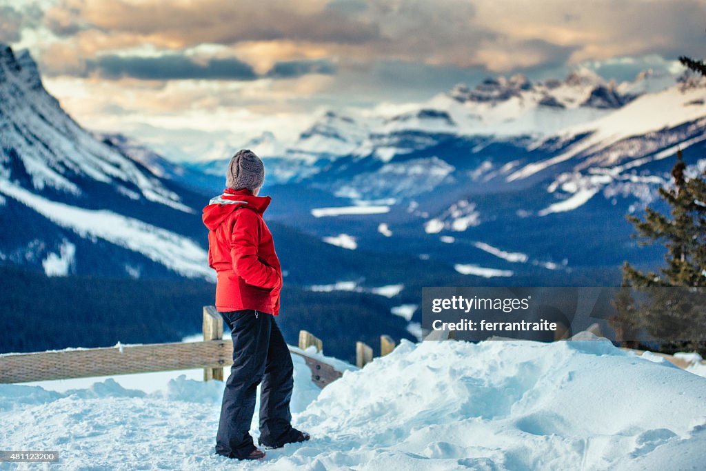 Female Hiker enjoying Banff National Park in Winter