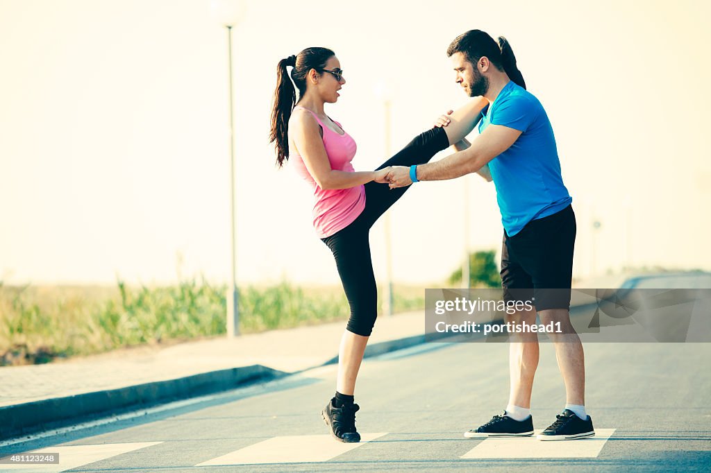 Young people doing exerceises