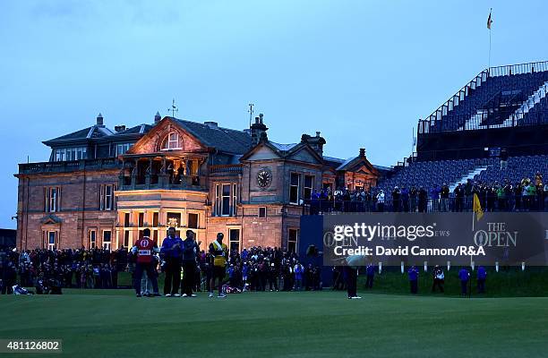 Tom Watson of the United States bows on the 18th green during the second round of the 144th Open Championship at The Old Course on July 17, 2015 in...