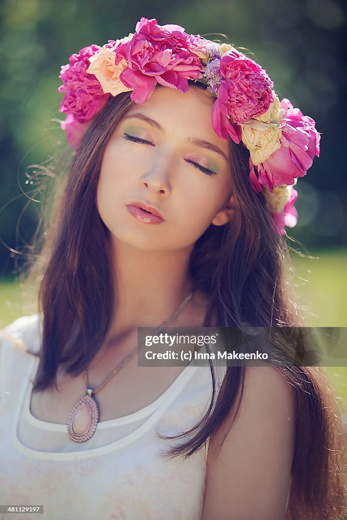 Girl with flowers in hair