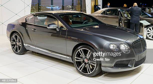 bentley continental gt - european motorshow stock pictures, royalty-free photos & images