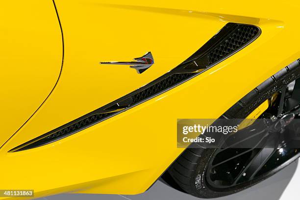 chevrolet corvette stingray detail - chevrolet corvette stock pictures, royalty-free photos & images