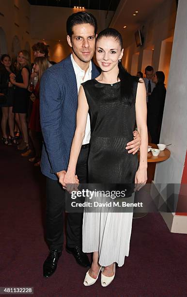 Ballet dancers Marcelo Gomes and Natalia Osipova attend a post-show drinks reception following the Ardani 25 Dance Gala at The London Coliseum on...