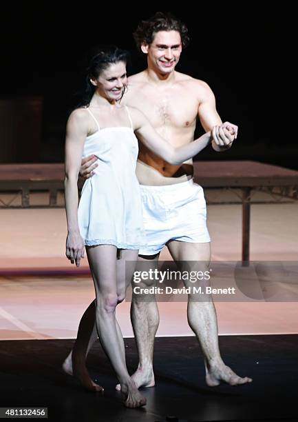 Natalia Osipova and Ivan Vasiliev bow at the curtain call during the Ardani 25 Dance Gala at The London Coliseum on July 17, 2015 in London, England.