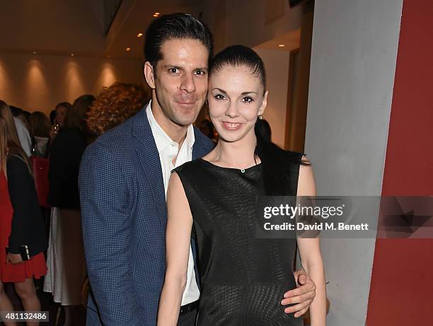 Ballet dancers Marcelo Gomes and Natalia Osipova attend a post-show drinks reception following the Ardani 25 Dance Gala at The London Coliseum on...