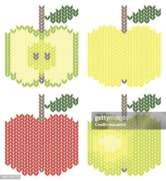 knitted apple - knitting stock illustrations