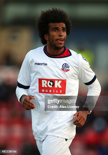 Derik Osede of Bolton Wanderers during a Pre Season Friendly match between Morecambe and Bolton Wanderers at Globe Arena on July 17, 2015 in...