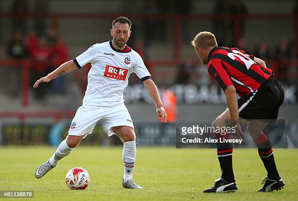 Stephen Dobbie of Bolton Wanderers during a Pre Season Friendly match between Morecambe and Bolton Wanderers at Globe Arena on July 17, 2015 in...