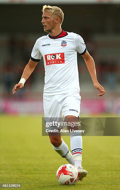 Dean Moxey of Bolton Wanderers during a Pre Season Friendly match between Morecambe and Bolton Wanderers at Globe Arena on July 17, 2015 in...