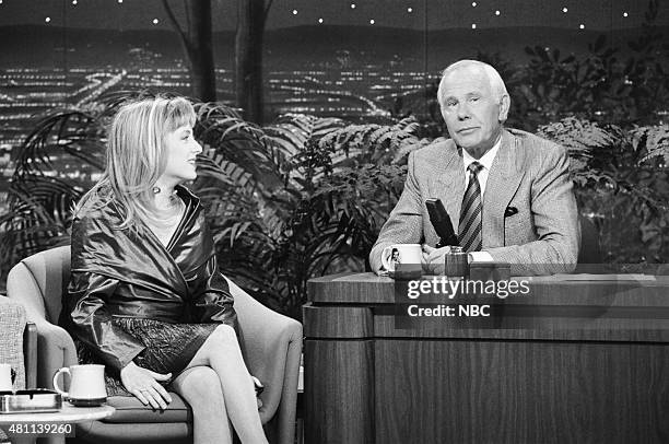 Pictured: Actress Kimmy Robertson during an interview with host Johnny Carson on December 6, 1990 --